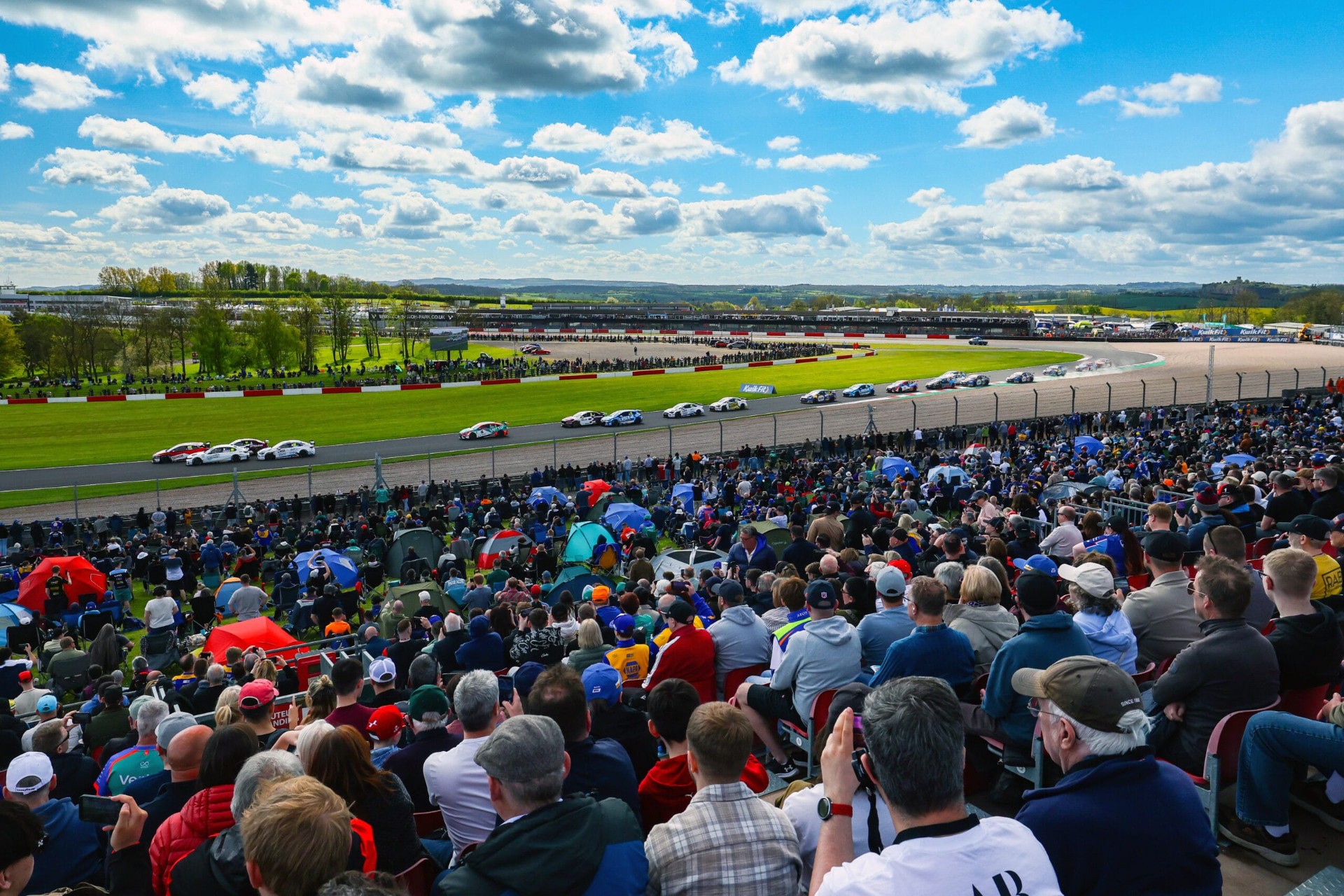 Packed BTCC crowd watching the race trackside